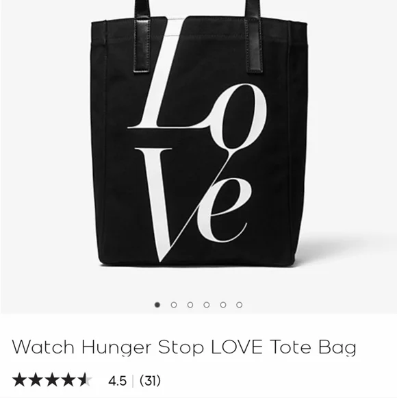 Michael Kors Watch Hunger Stop LOVE Tote bag Canvas black - Picture 12 of 15